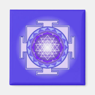 Imán Sri Yantra Mandala Magnet morado y azul