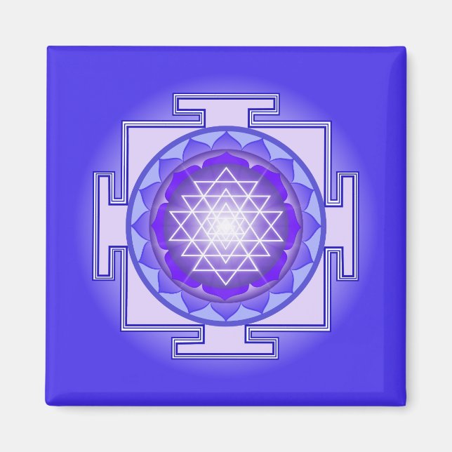 Imán Sri Yantra Mandala Magnet morado y azul (Frente)