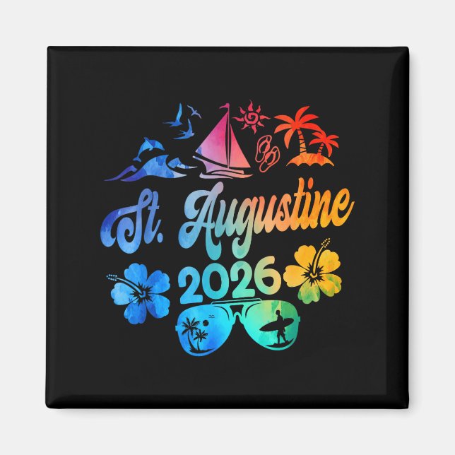 Imán St. Augustine Florida 2026 Vacation Tie Dye Summer (Frente)
