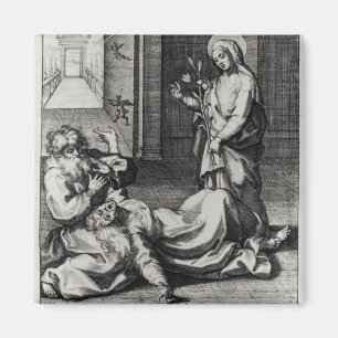 Imán St. Catherine Exorcising un demonio de una mujer