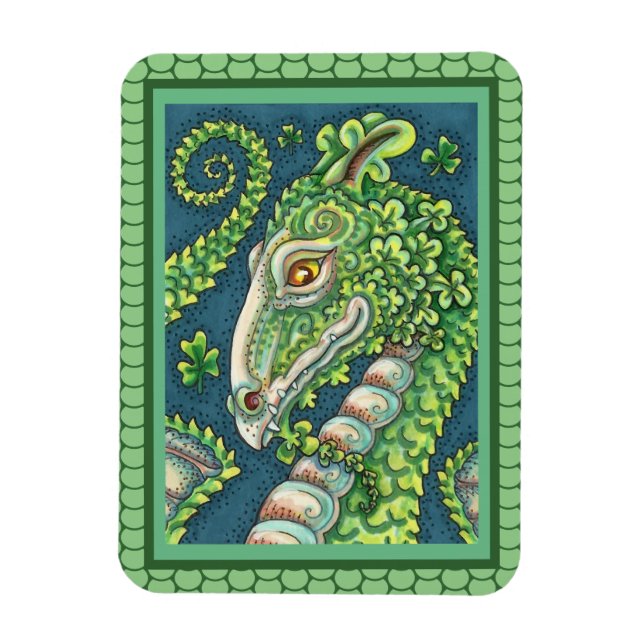 IMÁN ST. DRAGÓN VERDE DE SHAMROCK DE PATRICK, FANTASÍA  (Vertical)