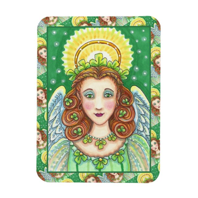 IMÁN ST. EL DÍA DE PATRICK SHAMROCK ANGEL, BENDICIONES  (Vertical)