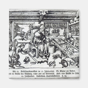 Imán St. Eligius como orfebre en su taller