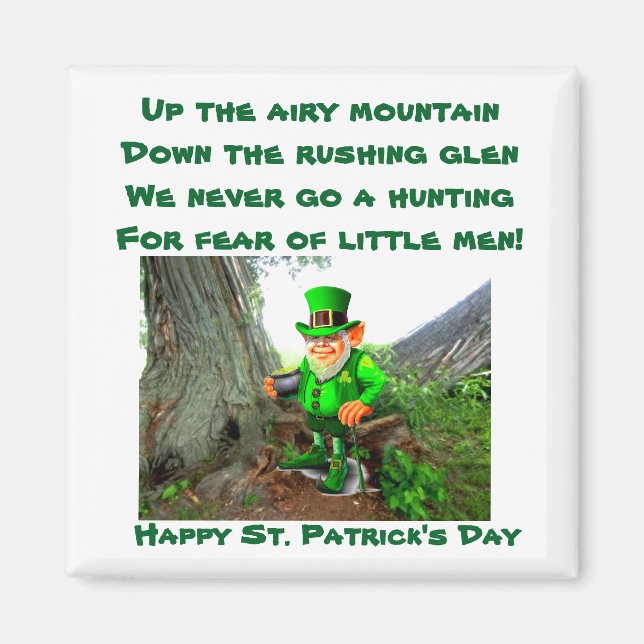 IMÁN ST. IMAGEN DE LEPRECHAUN POEM DEL DÍA DE PATRICK (Frente)