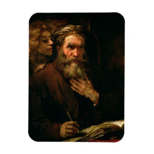 Imán St Matthew y el ángel, 1655-60 (aceite en lona)