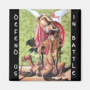Imán ST. MICHAEL, DRAGÓN Y JUSTICIA, marrón verde