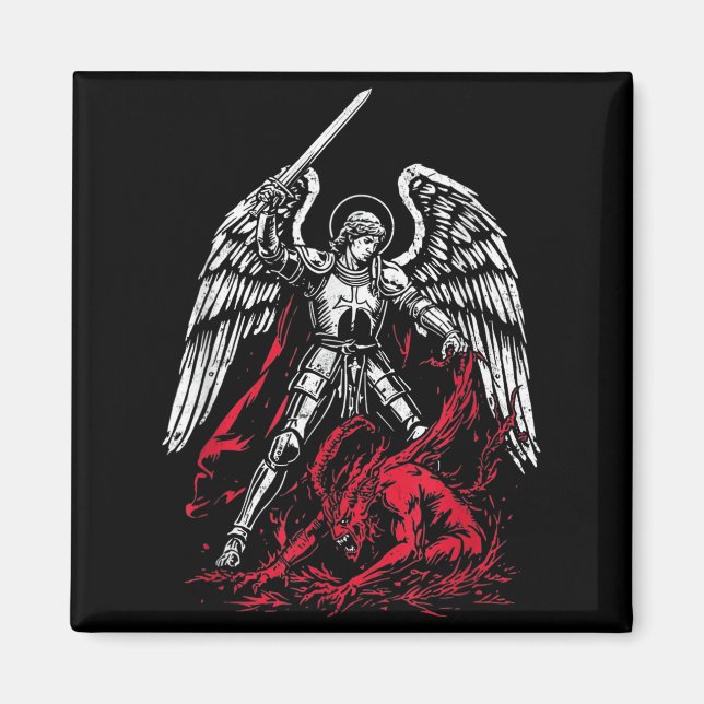 Imán St Michael The Archangel Defeats Satan Catholic  (Frente)