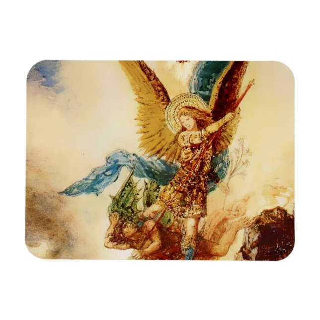 Imán "St Micheal Vanquishing Satan" por Gustave Moreau (Horizontal)