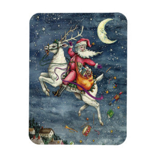 IMÁN ST. NICK, REINDEDOR BLANCO VOLANTE, NAVIDADES MAGI