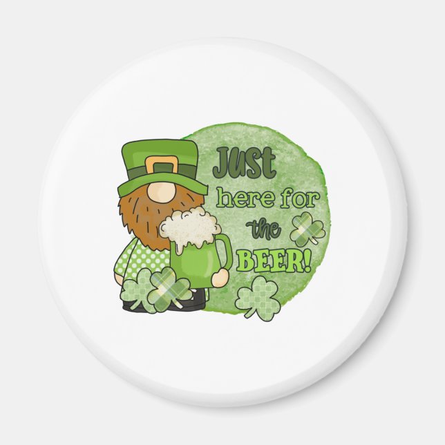 Imán St. Patrick Green Gnome | Acá Para La Cerveza (Frente)
