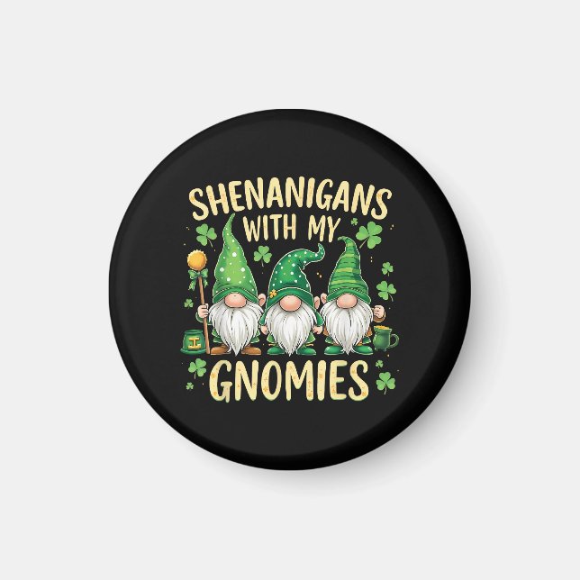 Imán St Patrick’s Day Lucky Shamrock Gnome  (Frente)