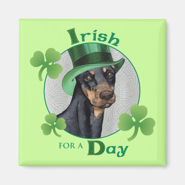 Imán St. Patrick's Day Doberman Pinscher (Frente)