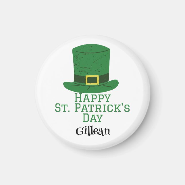 Imán St. Patrick's Day gorra verde irlandés con suerte  (Frente)