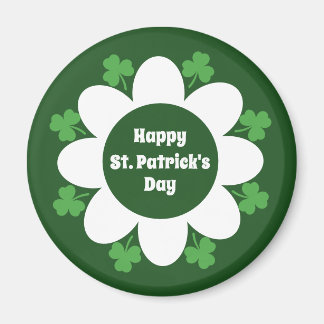 Imán St. Patrick's Day Green Clovers and Flower Design