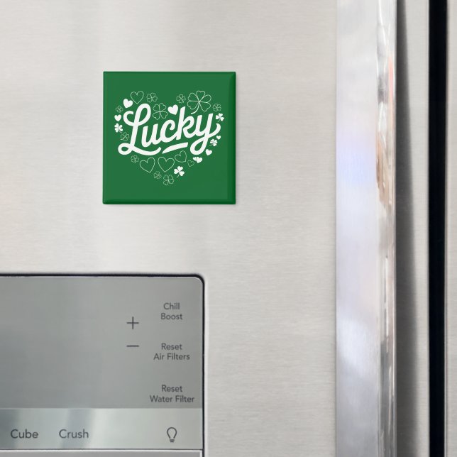 Imán St Patrick's Day Heart Lucky Clover Shamrock (In situ (nevera))