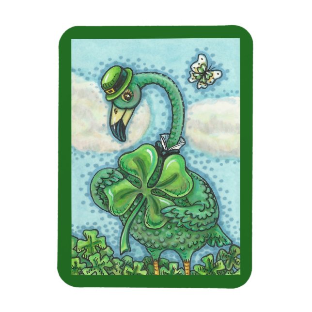 Imán St. Patrick's Day IRISH VERDE FLAMINGO MAGNET (Vertical)