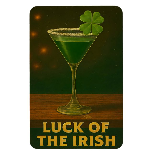 Imán St. Patrick's Day Luck Of The Irish Clover Martini (Vertical)