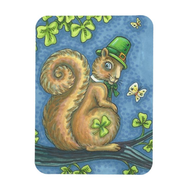 Imán St. Patrick's Day LUCKY IRISH SQUIRREL MAGNET (Vertical)