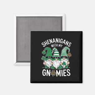 Imán St Patricks Day Lucky Shamrock Leopard Gnomes