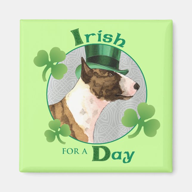 Imán St. Patrick's Day Mini Bull Terrier (Frente)