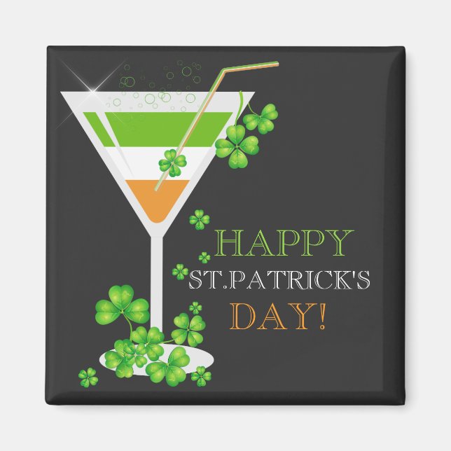 Imán St.Patricks Day Shamrock Cocktail Magnet (Frente)