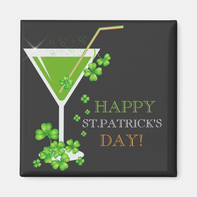 Imán St.Patricks Day Shamrock Cocktail Magnet (Frente)
