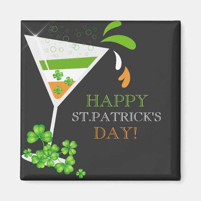 Imán St.Patricks Day Shamrock Cocktail Magnet (Frente)