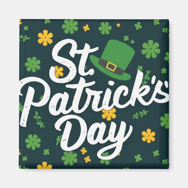 Imán St. Patricks Día verde amarillo (Frente)