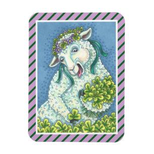 IMÁN ST. PATRICK'S IRISH EWE & SHAMROCKS MAGNET