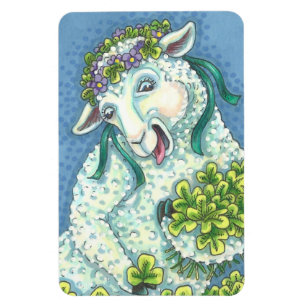 IMÁN ST. PATRICK'S IRISH EWE & SHAMROCKS MAGNET