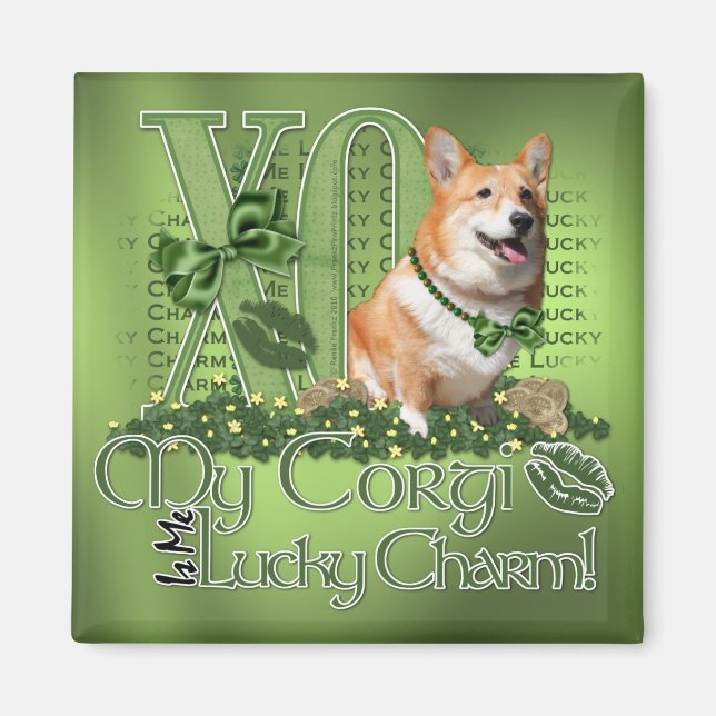 Imán St Patricks - Me Lucky Charm - Corgi - Owen (Frente)