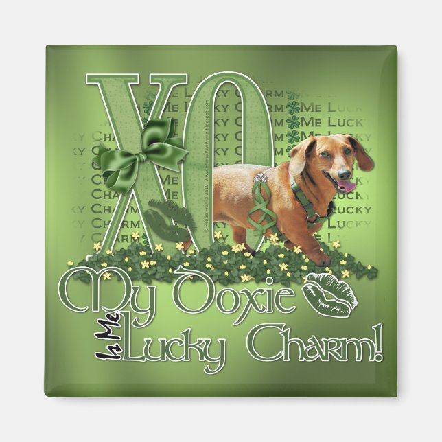 Imán St Patricks - Me Lucky Charm - Dachshund - Abby (Frente)