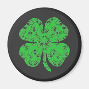 Imán St Patrics Day Video Game Controller Shamrock