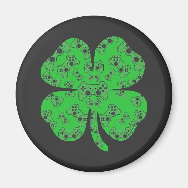 Imán St Patrics Day Video Game Controller Shamrock (Frente)