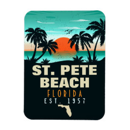 Imán St. Pete Beach Florida Retro Sunset Palm Tree 60