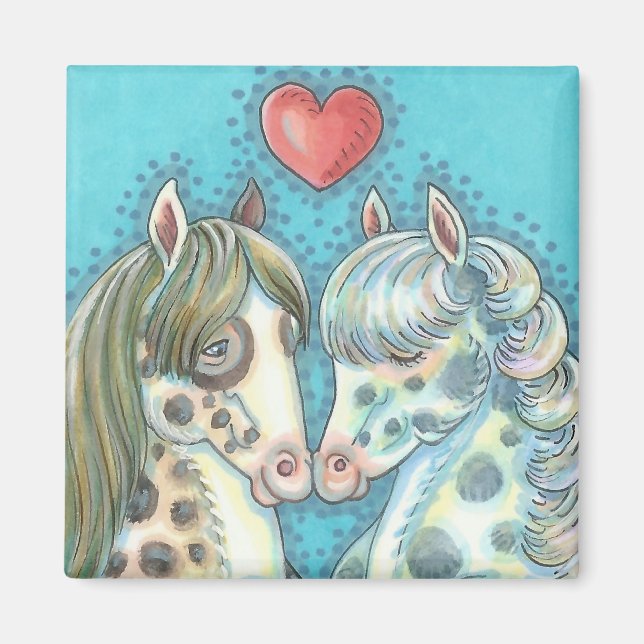 Imán Stablemates Pinto Ponies HORSE MAGNET Square (Frente)