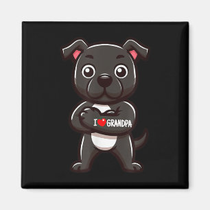 Imán Staffordshire Bull Terrier I Love Grandpa Funny Do