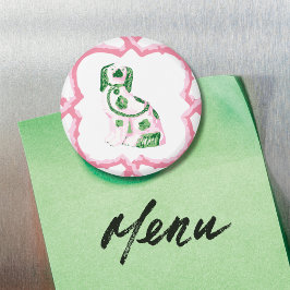 Imán Staffordshire Dog Opt 1 in Pink and Green Magnet