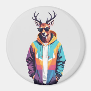 Imán Stag Con Hoodie Funny Carácter Animal De Guay