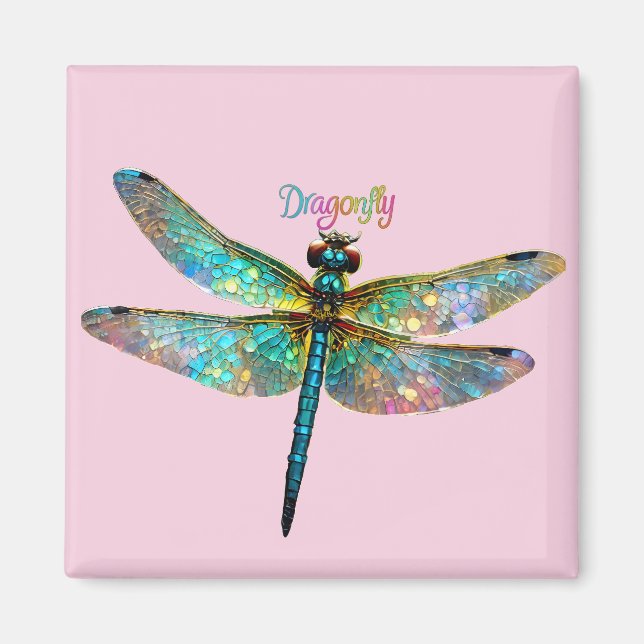 Imán Stained Glass Colorful Dragonfly (Frente)