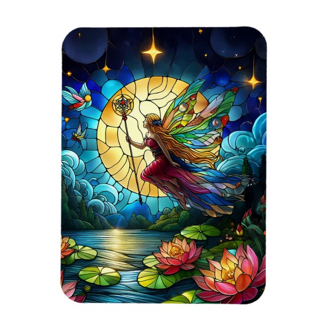 Imán Stained Glass Moonlight Flight Fairy  (Vertical)