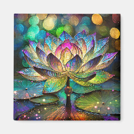 Imán Stained Glass Vibrant Lotus Flower
