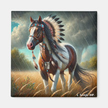 Stallions Paint Horse Native American Magnet