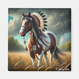 Imán Stallions Paint Horse Native American Magnet