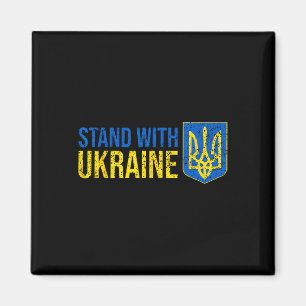Imán Stand With Ucrania Bandera de Ucrania Escudo de ar