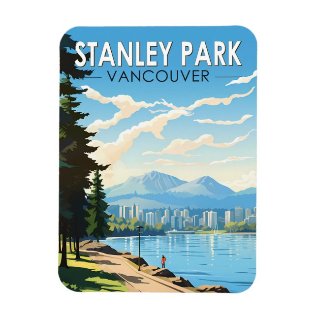 Imán Stanley Park Vancouver Canadá Viajes de arte (Vertical)