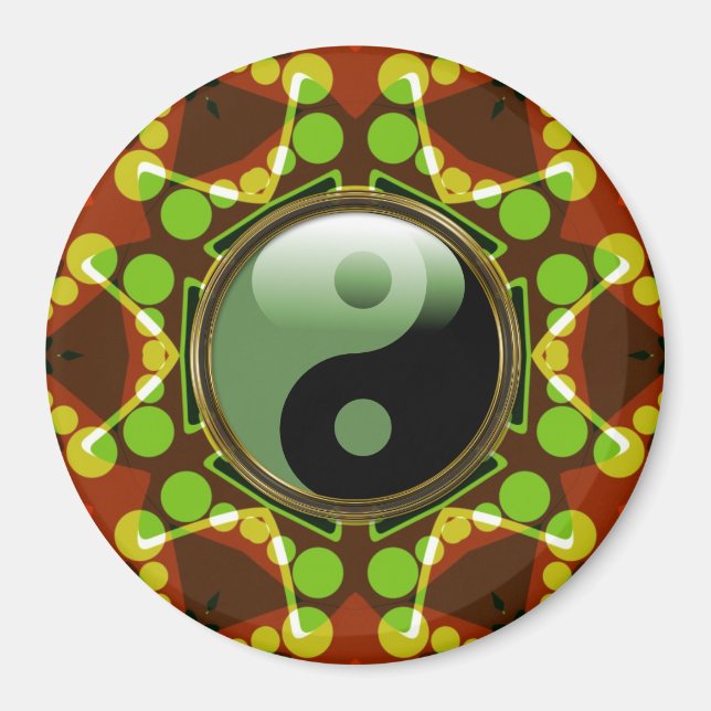 Imán Star Bubbles New Age Green Yin Yang Magnet (Frente)