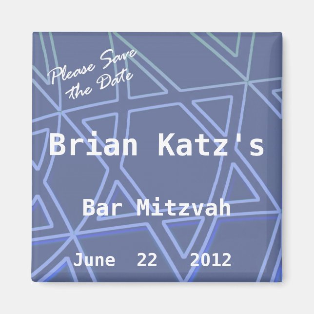 Imán Star of David Please Save the Date Bar Mitzvah (Frente)