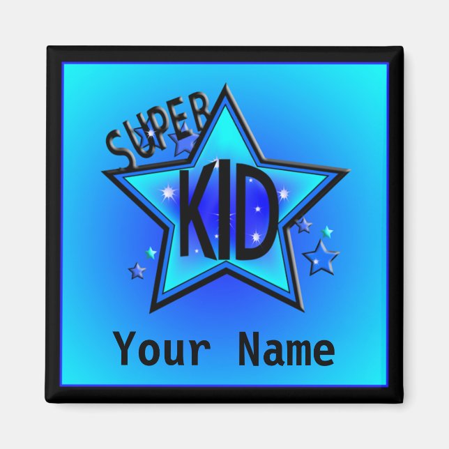Imán Star Super Kid Name Personalizado Blue Magnet (Frente)