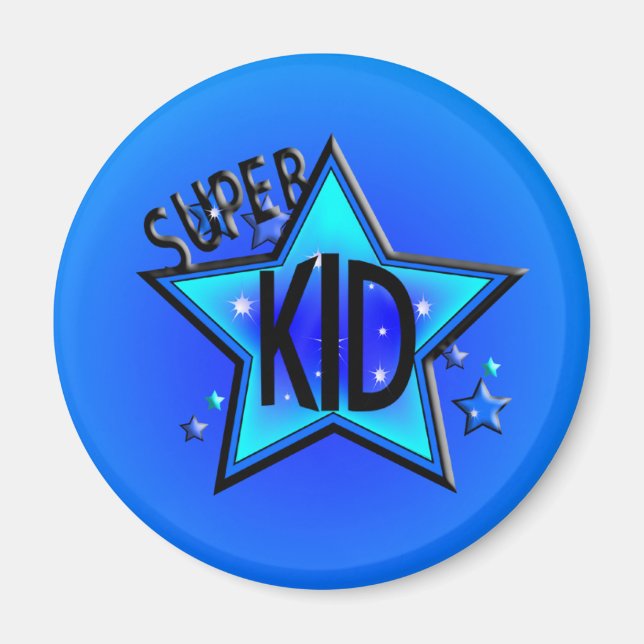 Imán Star Super Kid Round Blue Magnet (Frente)